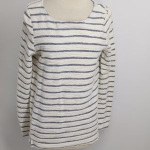 Pure & Simple white w blue striped top-sz M